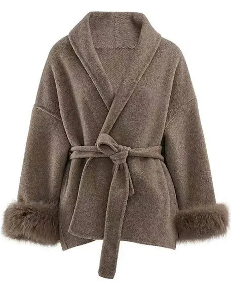 Fur Sleeve Coat